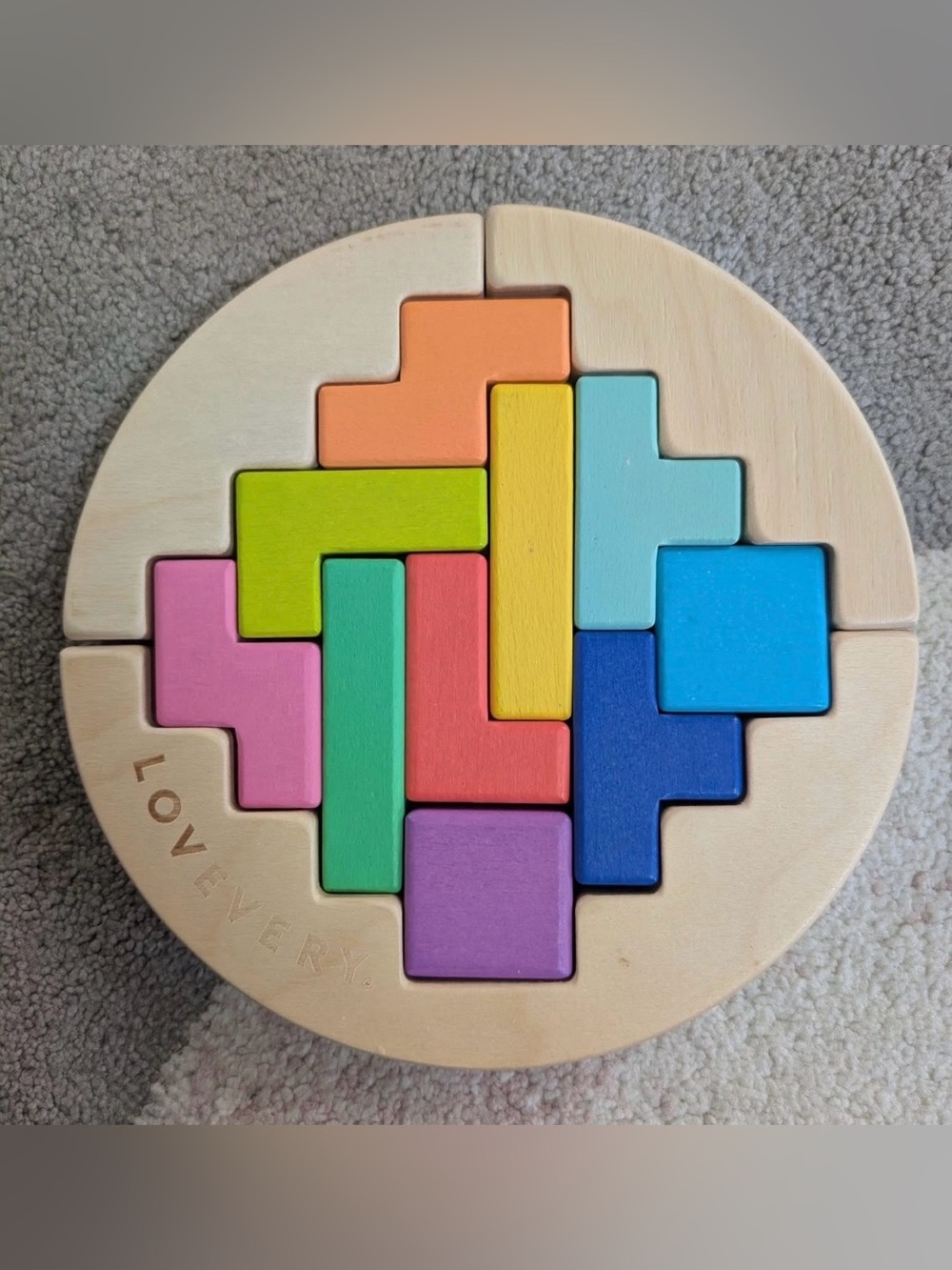 Lovevery wooden Wobbly Puzzle — Multicolor Kids Toddler Baby Toy